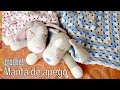 Colcha con perritos dormilones o manta de apego tejida a crochet (cuadrado granny y amigurumi)