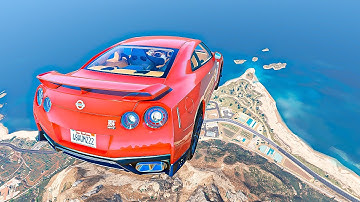 GTA 5 Crash Testing Cliff Drops Crashes Real Car Mods Ep.3