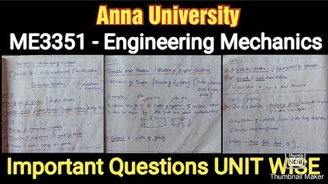 Reg-21 | ME3351 - Engineering Mechanics | Important Questions | easy pass tips | Anna University