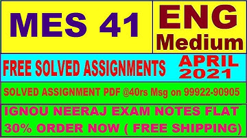 MES 41 in ENGLISH solved assignment 2021 PDF @40rs / Handwritten assignment pdf 80rs