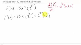 Derivative Practice Test #2 Problem #2 Solution