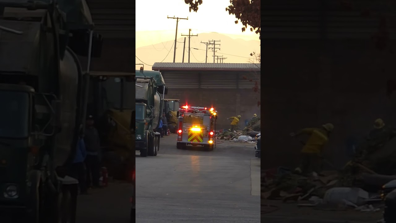 Trash fire at the city yard 