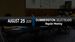 Dummerston Selectboard: Dummerston SB Mtg 8/25/21