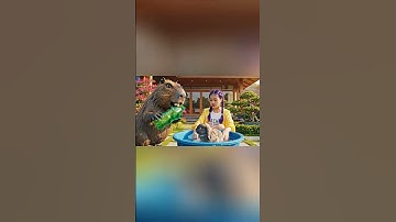 Capybara cùng Chị Rumi giúp bà tắm mèo anh và cái kết #capybara #rumi