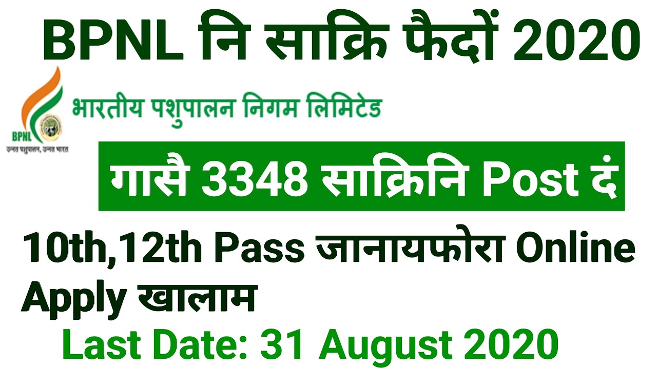 BPNL Recruitment 2020 || 10TH, 12TH Pass Apply Online || Latest Assam Govt Job 2020 || Bodo Job News