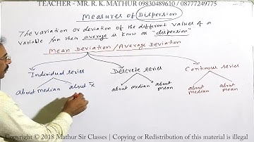 Introduction to Mean deviation or Average deviation | Statistics | Mathematics | Mathur Sir Classes