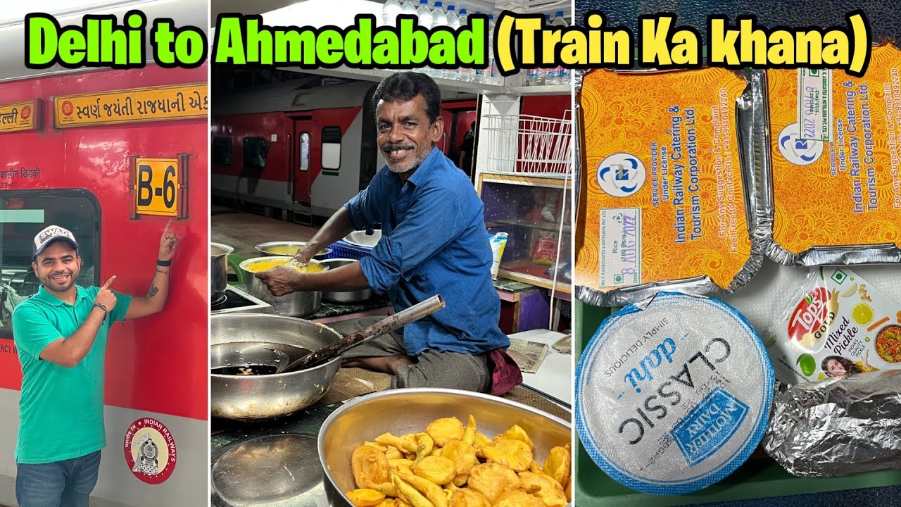 Ahmedabad to Delhi Rajdhani 3rd AC food || Station pe mile गरमा गर्म पकोड़े और Kulhad wali Rabdi 🔥