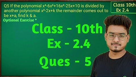 Polynomials, Class 10 Exercise  2.4, Ques 5 Maths  NCERT CBSE | Chapter 2