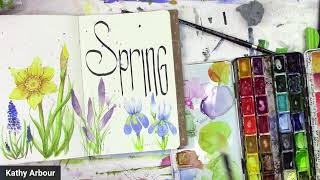Adding ink to your watercolor Spring Flowers / Part 2