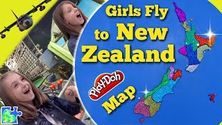 New Zealand Map || Girls Fly to Learn New Zealand Regions! || Play-Doh Puzzle screenshot 1