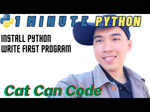 1 Minute Python | Install & Code First Program | Cat Can Code