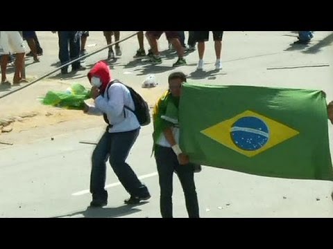 Brazil protests continue ahead of Spain-Italy match