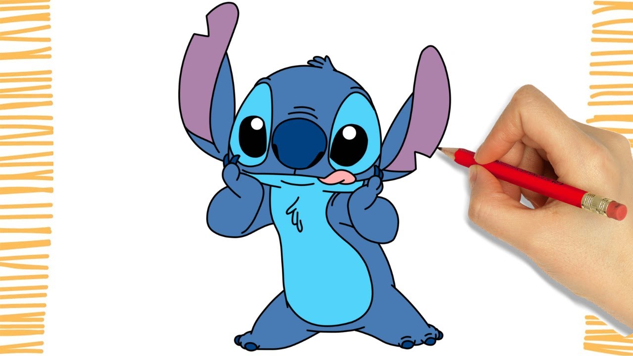 Como desenhar o STITCH APAIXONADO I Fácil ( Passo a Passo ) 