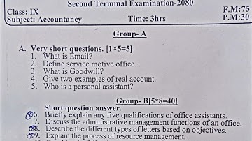 Class 9 Account Second Term Question paper 📝  2080 || RK ROSHAN LEARNoLOGY..✨💙