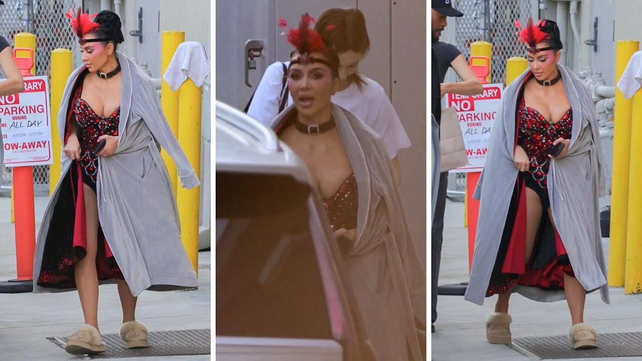 “Kim Kardashian Stuns in Red & Black Showgirl Costume on ‘The Fifth Wheel’ Set!”