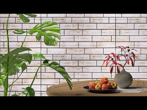 Пластикова панель ПВХ для стін Під дошки Світле дерево цегла 96х48 см декоративна панель вагонка Бежева, видео 1