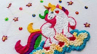 Unicorn handwork embroidery design#Hand embroidery Stitches