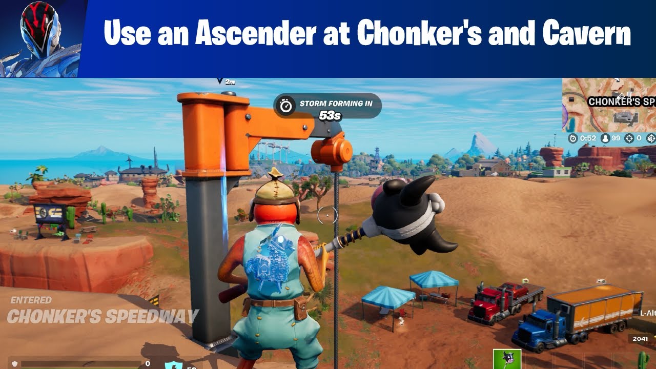 Fortnite วิธีทำ Use an Ascender at Chonker's Speedway and Command