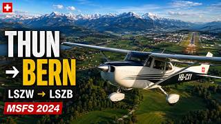 Cessna 172 Full Flight | Thun LSZW to Bern LSZB | Switzerland 🇨🇭