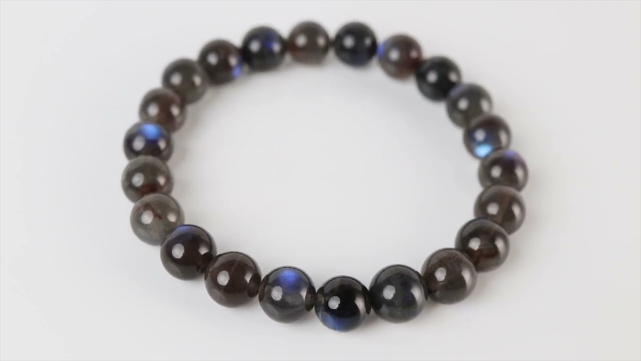 一点もの】ブラックラブラドライト10mm シンプルブレスレット【鑑別書 