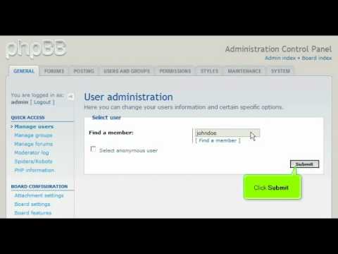 How to edit a user's profile in phpBB