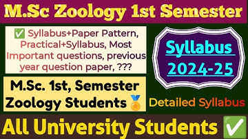 M.Sc 1st Semester Zoology Syllabus 2024-25 || All University Hindi & English Students #msc #zoology