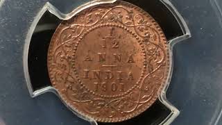 My Favorite Coins #144: British India, 1/12Anna, 1901(C), PCGS MS63BN, SW-6.672.