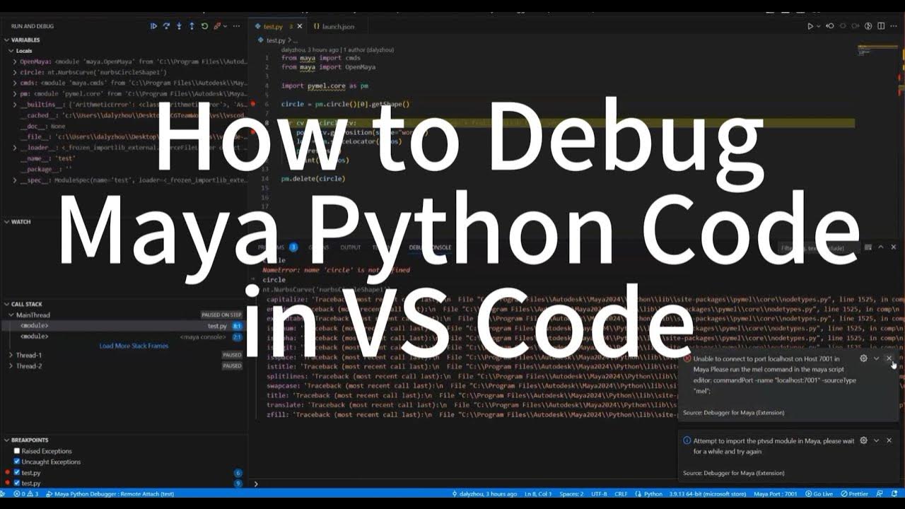 How to Debug Maya Python Script in VS Code - YouTube