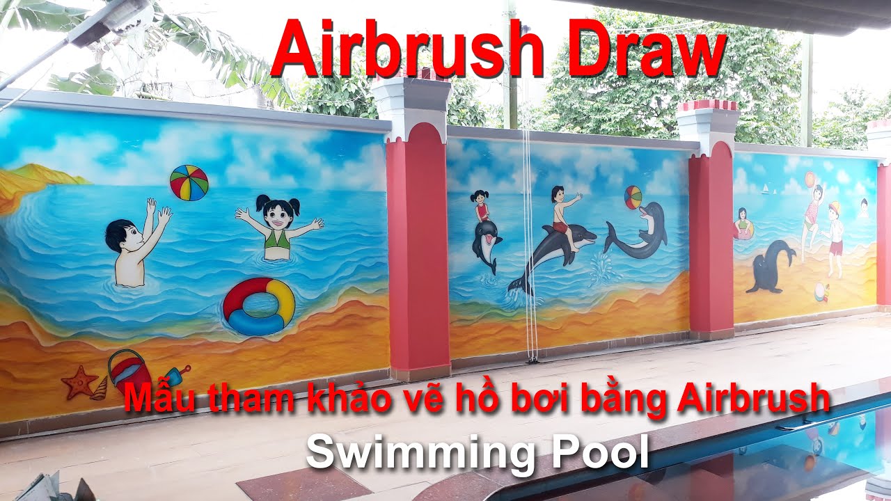 Swimming Pool/ Airbrush Draw /Decor/ Handmade/ Diy /Drawing room - YouTube