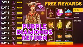 FREE FIRE PURPLE DIAMONDS EVENT RETURN | FREE FIRE TIME LIMITED DIAMONDS SHOP | FREE PURPLE DIAMONDS