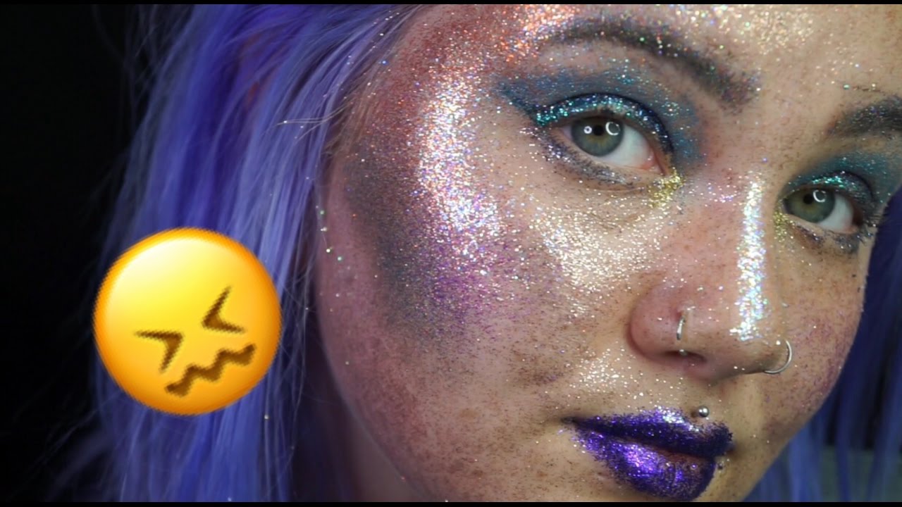 Full Face Using Only GLITTER Makeup Challenge YouTube