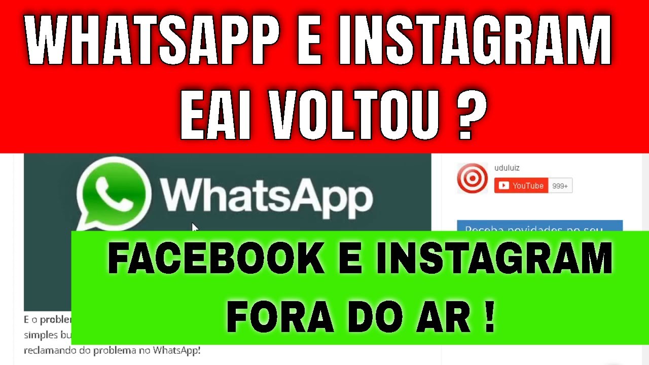 Facebook e Instagram ficam fora do ar; também há relatos de instabilidade  no WhatsApp