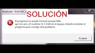 SOLUCIÓN! VERDADERA! Error api-ms-win-crt. Paquete completo! Manualmente (2017)