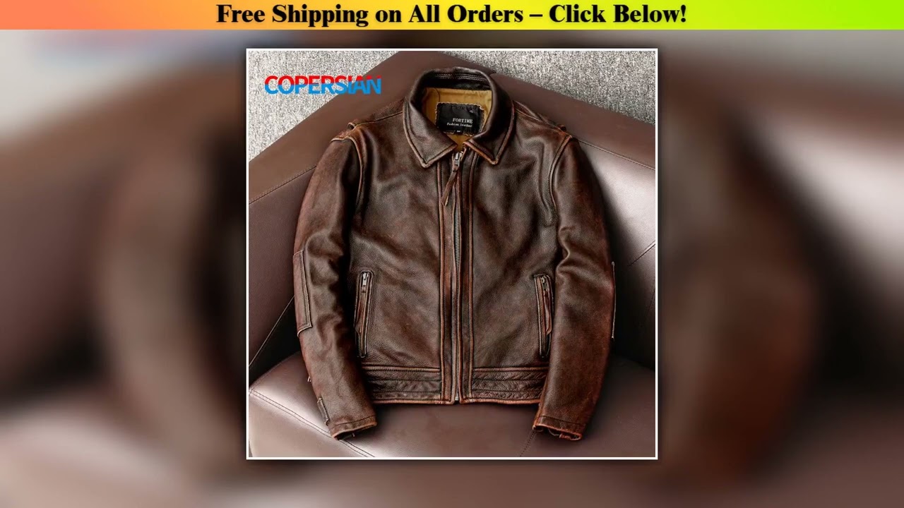 2023New Men Leather  Jacket  Swallow Tailed Vintage Motorcycle Top Cowhide Coat  Male Biker