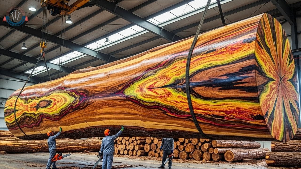 Massive Sawmill ASMR – Cutting a Giant Redwood Log into Stunning Wood ...