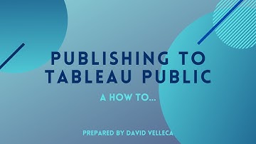 How to Publish to Tableau Public from Tableau Desktop