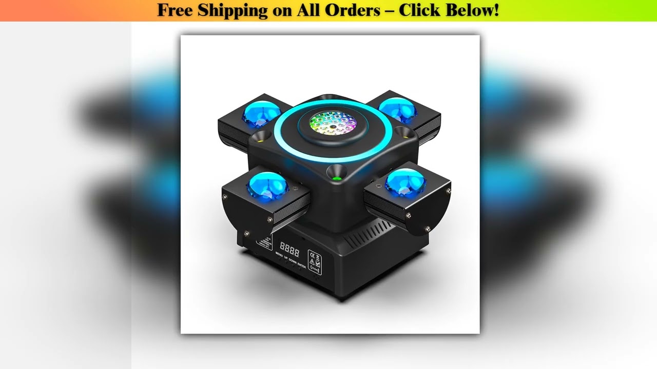 U'King 90W Moving Head Beam Light Four-armed Rotating RGBW 4IN1 LED Laser Stage Lighting Effect