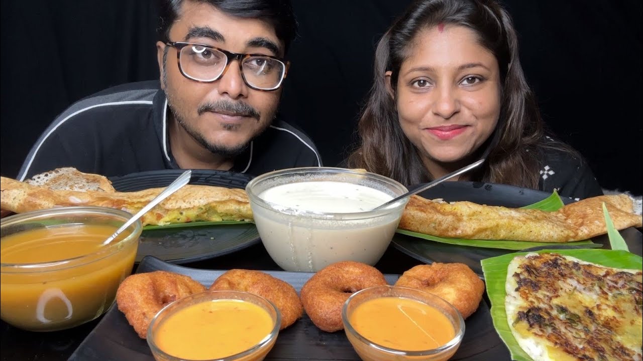 South Indian Food|Masala Dosa,Medu Vada, Uttapam,Sambar,Coconut Chutney|EatingShow|Mukbang|Big Bites