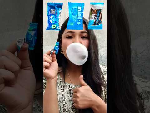 Blowing Challenge. Bubblegum Jelly Candy Toffee Chocolate Shortfeed