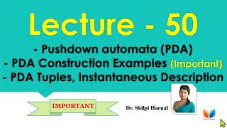 Famous Pushdown Automata | PDA Construction Examples | PDA Tuples | PDA | Lecture-50 Wealth
