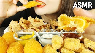 Asmr Gouden Ei Kaas Bal, Gebakken Kip Huid, Gebakken Koolvis Huid Crispy Smakken