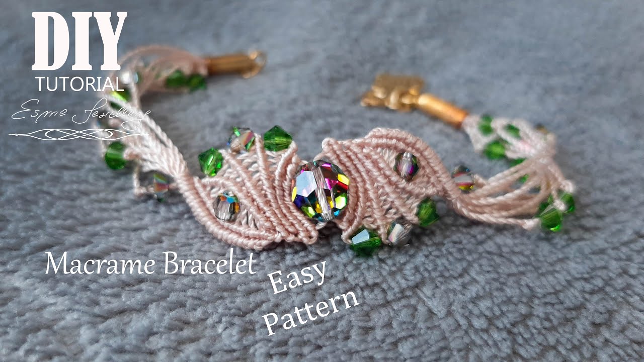 Makramowa bransoletka z kryształkami tutorial / Prosta makrama/ Macrame bracelet DIY / Easy bracelet