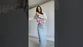 how to style a midi denim skirt #shorts