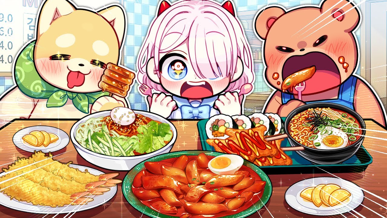 학교앞떡볶이집 에서 배 터지게 먹어요!!ㅋㅋ (마인크래프트 가족상황극)