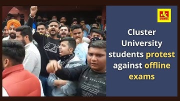 Cluster University students protest against offline exams