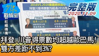 【完整版上集】拜登、川普得票數均超越歐巴馬! 雙方差距不到3% 少康戰情室 20201109