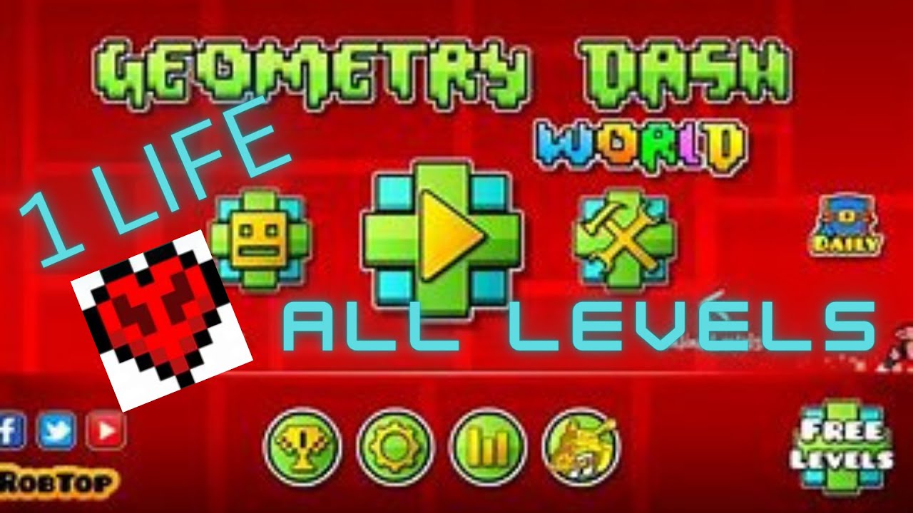 Geometry dash world BUT i only have 1 LIFE per level - YouTube