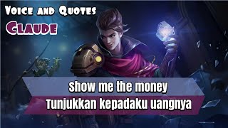 Claude Voice and Quotes Mobile Legends dan Artinya