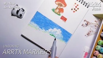Unboxing Arrtx Oros 90 Colors Marker! | Swatching and Painting 🍄