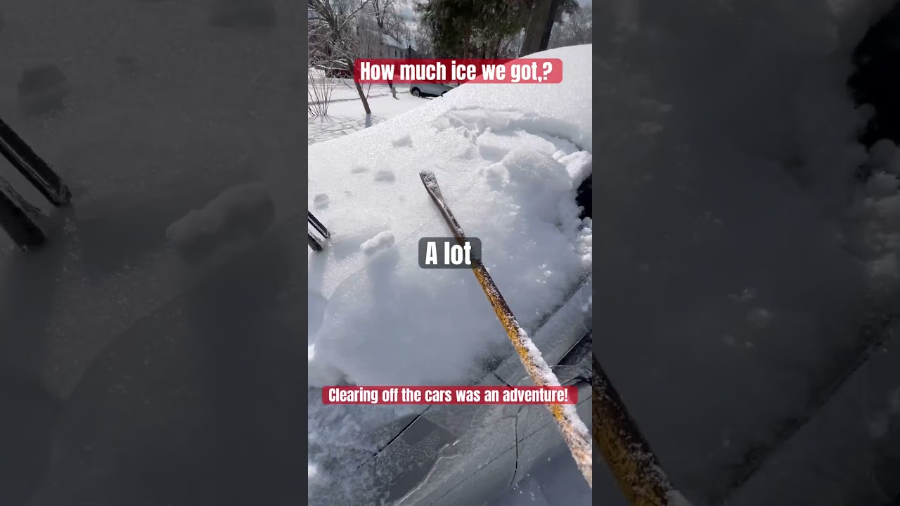 Crazy snow storm brought 12” of snow then freezing rain creating frozen solid top layer. 